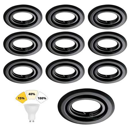 Éclairez votre espace avec style ! Lot de 10 Spots Encastrables Noirs Mat 7W, 3 Intensités Réglables, Blanc Neutre 4000K