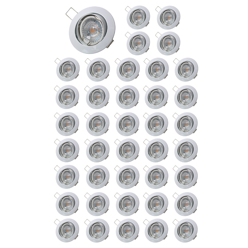 Lot de 40 Spot led ronde blanc orientable 38° blanc chaud Lot de 40 Spot led ronde blanc orientable 38° blanc chaud
