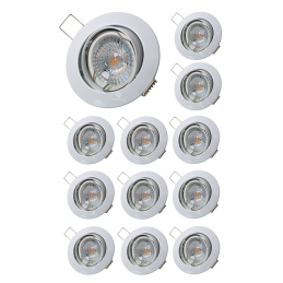 LOT DE 12 SPOT LED RONDE BLANC 230V COB LED 5W RENDU 50W BLANC CHAUD