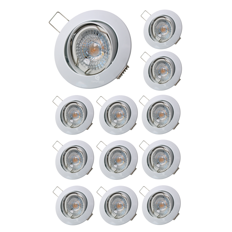 LOT DE 12 SPOT LED RONDE BLANC 230V COB LED 5W RENDU 50W BLANC CHAUD LOT DE 12 SPOT LED RONDE BLANC 230V COB LED 5W RENDU 50W BLANC CHAUD