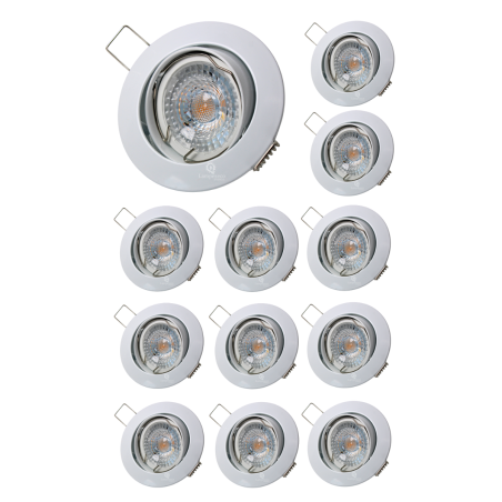 LOT DE 12 SPOT LED RONDE BLANC 230V COB LED 5W RENDU 50W BLANC CHAUD
