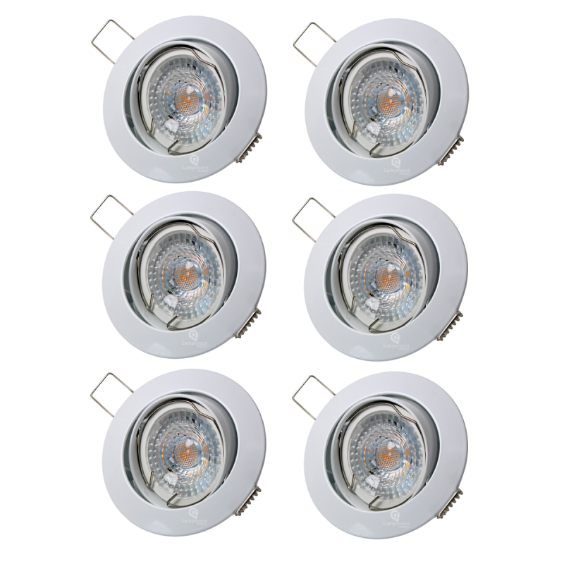 LOT DE 6 SPOT LED RONDE BLANC 230V COB LED 5W RENDU 50W BLANC CHAUD LOT DE 6 SPOT LED RONDE BLANC 230V COB LED 5W RENDU 50W BLANC CHAUD