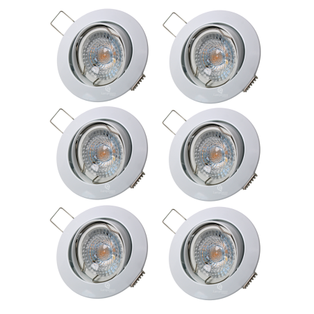 LOT DE 6 SPOT LED RONDE BLANC 230V COB LED 5W RENDU 50W BLANC CHAUD