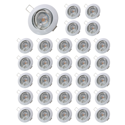 Lot de 30 Spot led ronde blanc orientable 38° blanc chaud