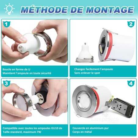 Éclairez votre maison avec style: Lot de 6 Spots Orientables Inox avec Ampoules Led