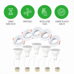 Éclairez votre maison avec style : Lot de 40 Spots LED GU10 orientables Ø90 Blanc Neutre