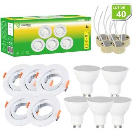Éclairez votre maison avec style : Lot de 40 Spots LED GU10 orientables Ø90 Blanc Neutre