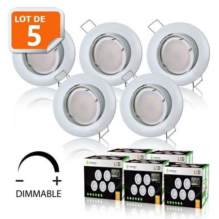 Éclairez votre maison avec style - Lot de 5 Spots LED Blanc GU10 Dimmable Blanc Chaud