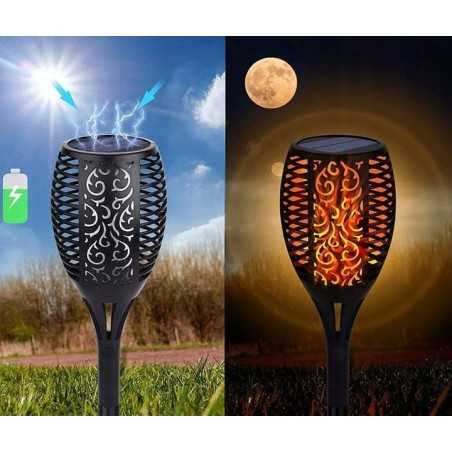 Éclairez votre jardin avec la magie solaire - Lampe torche feu à Led pour une ambiance enflammée!