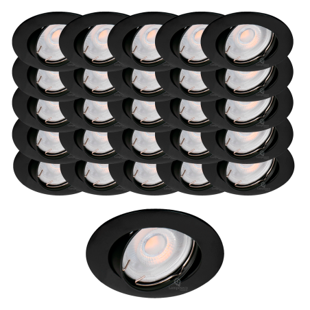 Découvrez les Spots Aluminium Orientables 5W équiv. 50W au design Noir Mat - Éclairage Blanc Chaud 3000K, Lot de 25 !