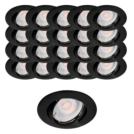 Éclairez votre intérieur avec style ! Lot de 20 Spots Aluminium Orientable Noir Mat avec LED 5W - Économisez 90% d\'énergie !