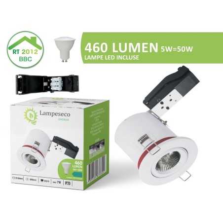 Éclairez votre intérieur avec style : Lot de 20 Spots Encastrables BBC Orientables 100mm avec douille et ampoule GU10 5W Blanc N