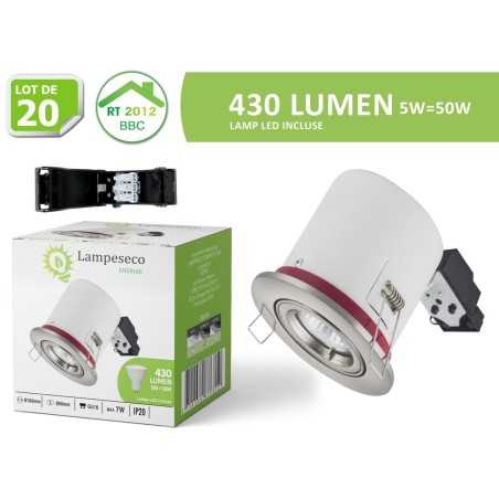 Éclairez votre maison avec notre Lot de 20 Spots BBC Orientables Inox LED 5W Blanc Neutre - Haute Qualité !