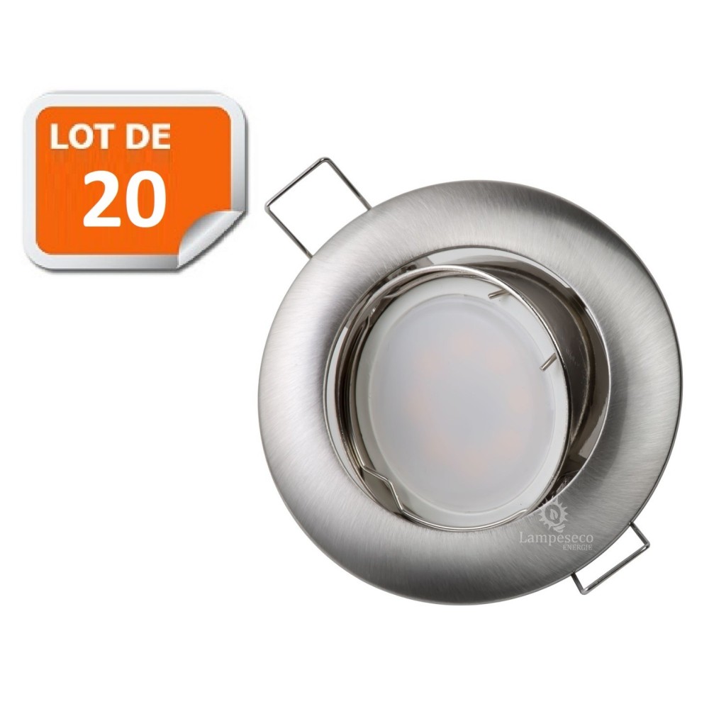 Spot LED Dimmable Sans Variateur - Lot De 5, 7W (eq. 56W), Blanc Neutre 4000K, Finition Alu Brossé, Pour Plafond, Angle 120°
