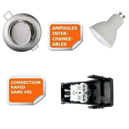 Découvrez la perfection de l\'éclairage moderne avec le Spots LED 7W 3-étapes, dimmable, blanc chaud orientable!