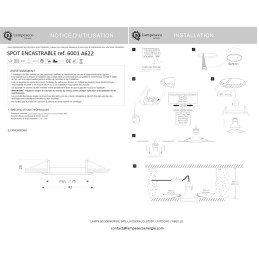 LOT DE 10 SPOT LED ENCASTRABLE COMPLETE RONDE FIXE ALU BROSSE eq. 50W BLANC CHAUD 3000K