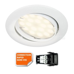 SPOT LED ENCASTRABLE COMPLETE ORIENTABLE BLANC AVEC AMPOULE GU10 230V eq. 50W