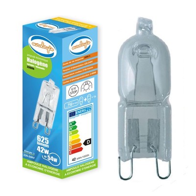 Ampoule Culot G9 halogène basse energie 40W (62W) 30% (Lot de10)