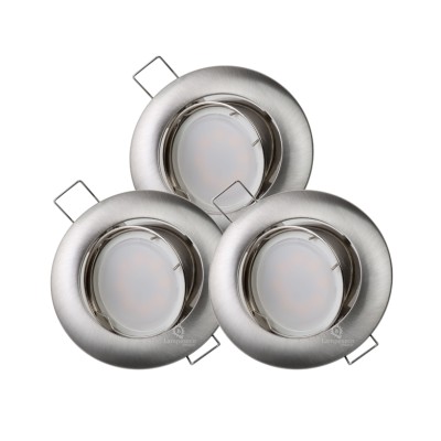 LOT DE 3 SPOT LED RONDE ALU BROSSE 230V COB LED 5W RENDU 50W BLANC FROID