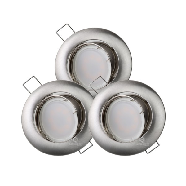 LOT DE 3 SPOT LED RONDE ALU BROSSE 230V COB LED 5W RENDU 50W BLANC FROID