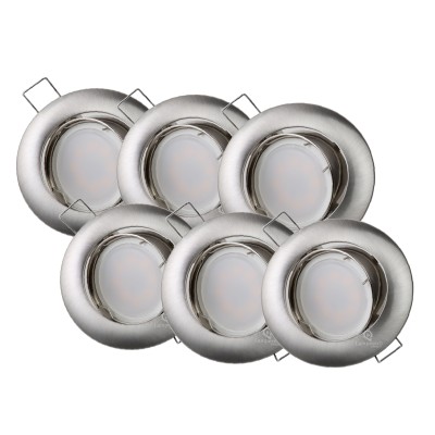 LOT DE 6 SPOT LED RONDE ALU BROSSE 230V COB LED 5W RENDU 50W BLANC FROID