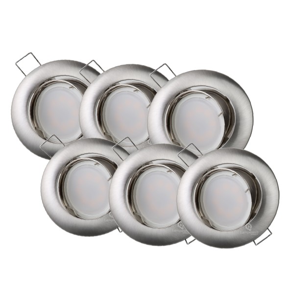 LOT DE 6 SPOT LED RONDE ALU BROSSE 230V COB LED 5W RENDU 50W BLANC FROID