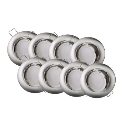 LOT DE 8 SPOT LED RONDE ALU BROSSE 230V COB LED 5W RENDU 50W BLANC FROID