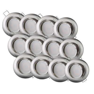 LOT DE 12 SPOT LED RONDE ALU BROSSE 230V COB LED 5W RENDU 50W BLANC FROID