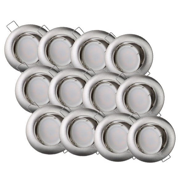 LOT DE 12 SPOT LED RONDE ALU BROSSE 230V COB LED 5W RENDU 50W BLANC FROID