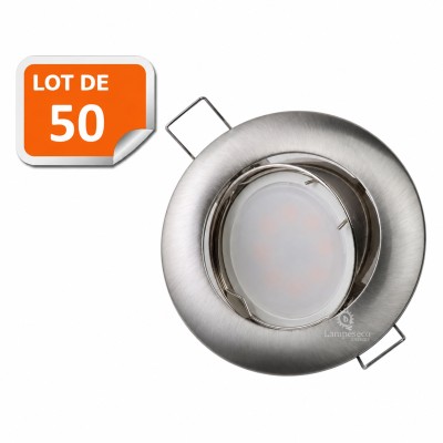 Lot de 50 Support Encastrable Aluminium Orientable Diametre 81mm
