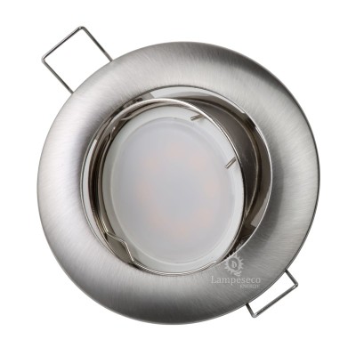 Lot de 5 Collerette orientable Aluminium brossé Support spot Diamètre 81mm trou de perçage 74mm