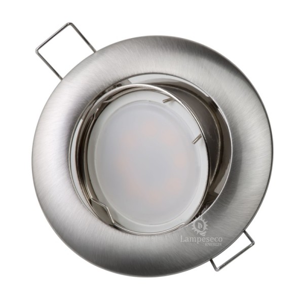 Lot de 5 Collerette orientable Aluminium brossé Support spot Diamètre 81mm trou de perçage 74mm