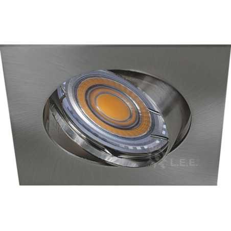 LOT DE 10 SPOT LED CARRE 230V ALU BROSSE COB LED 5W RENDU 50W BLANC CHAUD