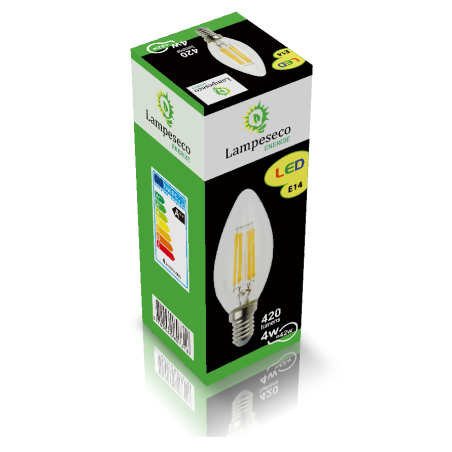 Ampoule LED COB Filament 4 watt (équivalent 42 Watt) E14 à visser luminosité chaude