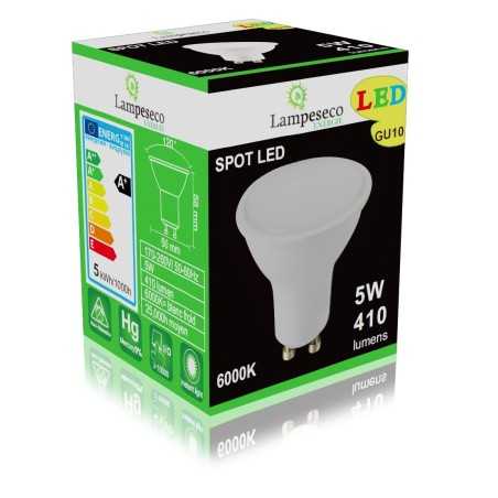 Ampoule Led Spot GU10 5W Blanc Lumière du Jour 6000K - Eclaire Comme 50W Halogène 120°