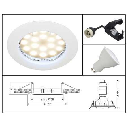 Spot LED Complet Rond Fixe Eq. 50W - Lumière Blanc Chaud | Achat en Ligne