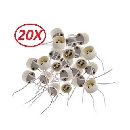 Lot de 20 Douilles GU10 pour Ampoules Halogènes et LED - Culots Haute Qualité
