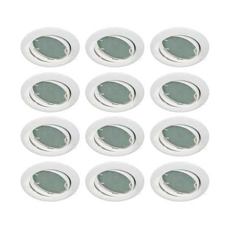 LOT DE 12 SPOT LED ENCASTRABLE COMPLETE ORIENTABLE BLANC AVEC AMPOULE GU10 230V eq. 50W