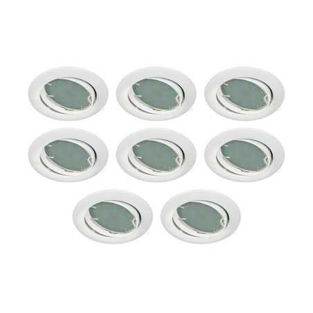 LOT DE 8 SPOT LED ENCASTRABLE COMPLETE ORIENTABLE BLANC AVEC AMPOULE GU10 230V eq. 50W