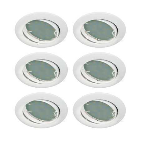 LOT DE 6 SPOT LED ENCASTRABLE COMPLETE ORIENTABLE BLANC AVEC AMPOULE GU10 230V eq. 50W