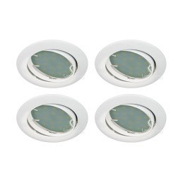 LOT DE 4 SPOT LED ENCASTRABLE COMPLETE ORIENTABLE BLANC AVEC AMPOULE GU10 230V eq. 50W
