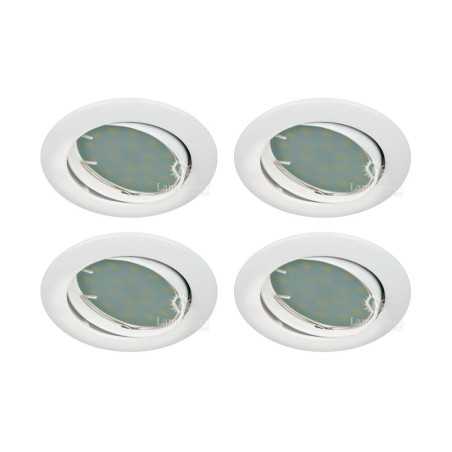 LOT DE 4 SPOT LED ENCASTRABLE COMPLETE ORIENTABLE BLANC AVEC AMPOULE GU10 230V eq. 50W