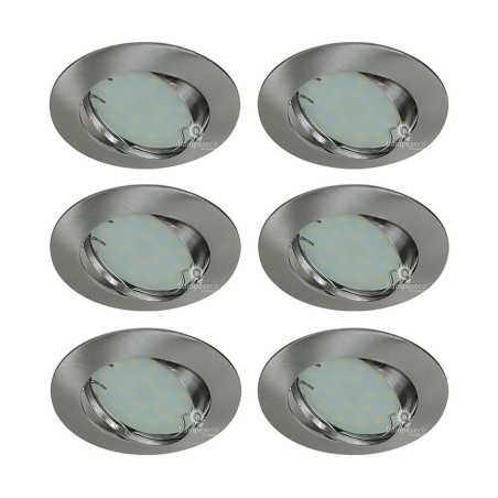 LOT DE 6 SPOT LED ENCASTRABLE COMPLETE ORIENTABLE ALU BROSSE AVEC AMPOULE GU10 230V eq. 50W