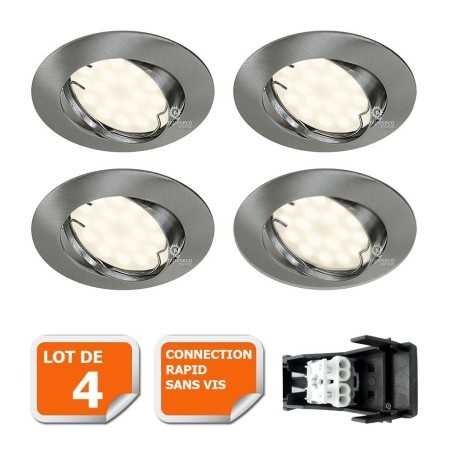 Éclairez votre intérieur avec style ! Lot de 4 spots LED encastrables alu brossé