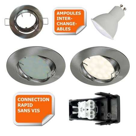 Éclairez votre intérieur avec style ! Lot de 4 spots LED encastrables alu brossé