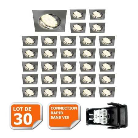 Éclairez votre intérieur avec style : Lot de 30 spots orientables LED carré en alu brossé