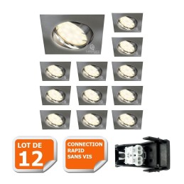 12 spots LED carré alu brossé: éclairez votre espace avec style!