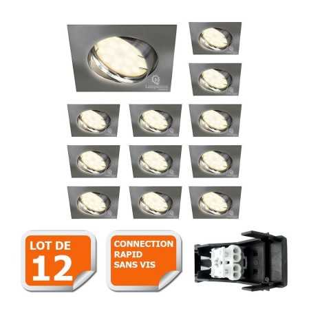 12 spots LED carré alu brossé: éclairez votre espace avec style!