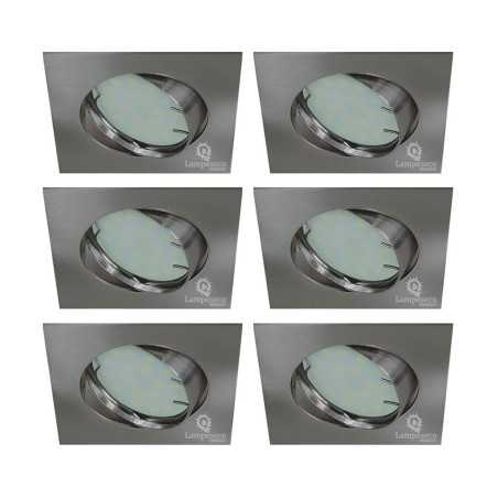 Éclairez votre maison avec style - Lot de 6 spots LED carré alu brossé