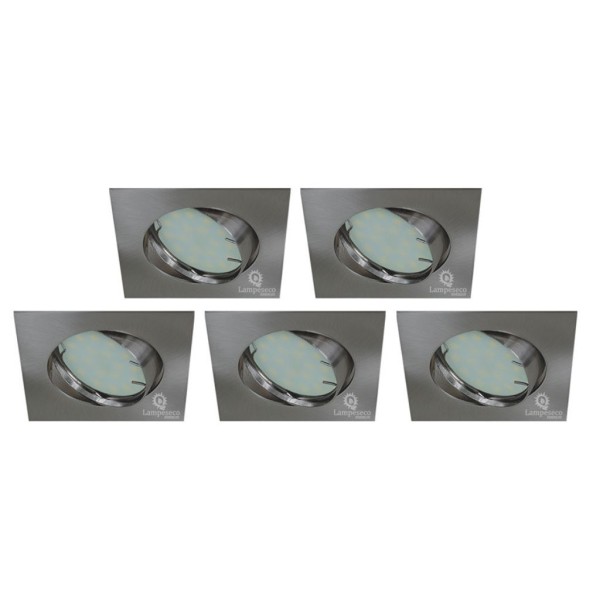 Éclairez votre maison avec style : Lot de 5 spots LED carrés orientables en alu brossé !
